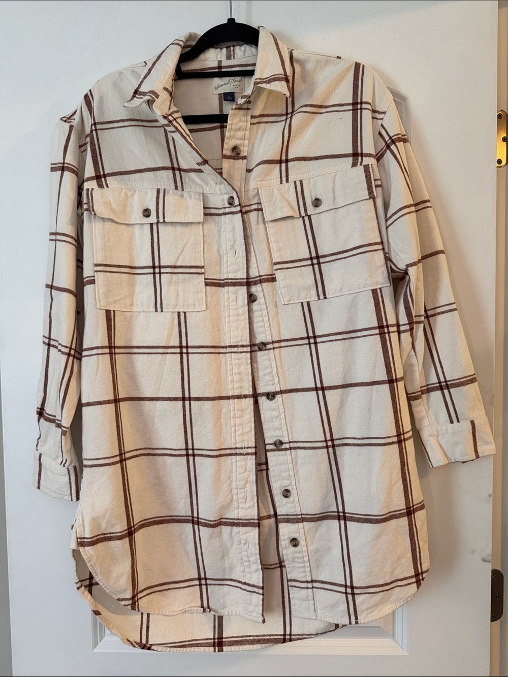 Universal Thread Cream Plaid Button-Down Shirt